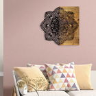 Decoratiune de perete, Mandala 7, Metal/lemn, Dimensiune: 59 x 3 x 58 cm, Nuc / Negru