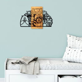 Decoratiune de perete, Anımals, 50% lemn/50% metal , Dimensiune: 86 x 58 x 3 cm, Negru
