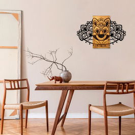 Decoratiune de perete, Mandala , 50% lemn/50% metal , Dimensiune: 87 x 58 x 3 cm, Negru