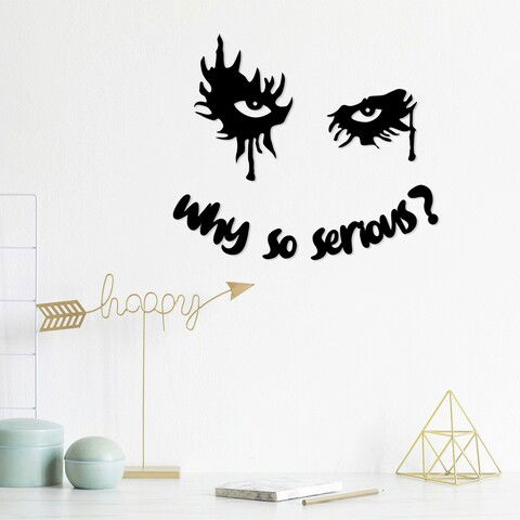Decoratiune de perete, Why So Serious ?, MDF, Dimensiune: 80 x 68 cm, Negru