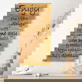 Decoratiune de perete, Enjoy The Little Things, Lemn, Dimensiune: 30 x 3 x 58 cm, Nuc / Negru