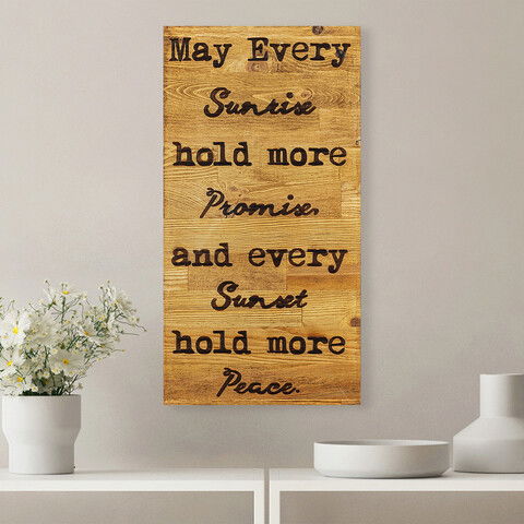 Decoratiune de perete, May Every Sunrise, Lemn, Dimensiune: 30 x 3 x 58 cm, Nuc / Negru