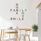 Decoratiune de perete, Scrabble Set, Lemn, 95 x 95 cm, Alb negru