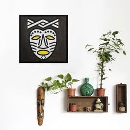 Decoratiune de perete, Africano 2, Placaj, 30 x 30 cm, Alb negru