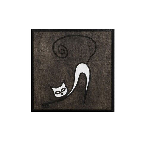 Decoratiune de perete, Cat 2, Placaj, 30 x 30 cm, Alb negru
