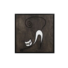 Decoratiune de perete, Cat 2, Placaj, 30 x 30 cm, Alb negru