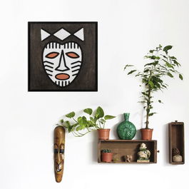 Decoratiune de perete, Africano 3, Placaj, 30 x 30 cm, Alb negru