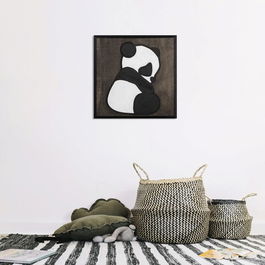 Decoratiune de perete, Panda 2, Placaj, 30 x 30 cm, Alb negru