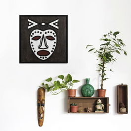 Decoratiune de perete, Africano 1, Placaj, 30 x 30 cm, Alb negru