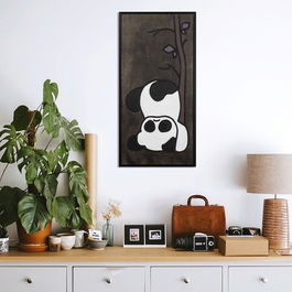 Decoratiune de perete, Panda 1, Placaj, 29 x 59 cm, Alb negru