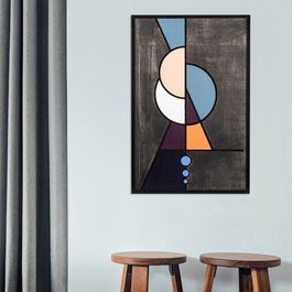 Decoratiune de perete, Geometri, Placaj, Dimensiune: 39 x 59 cm, Multicolor