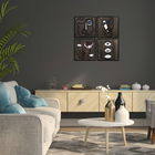 Decoratiune de perete, Ineffable, Placaj, 30 x 30 cm, 4 piese, Alb negru