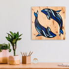 Decoratiune de perete, Dolphin, Lemn, Metal, Multicolor