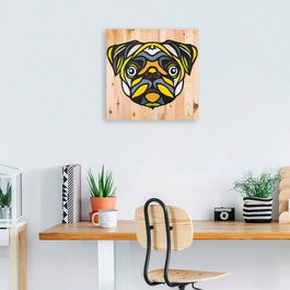 Decoratiune de perete, Dog, Lemn, Metal, Multicolor