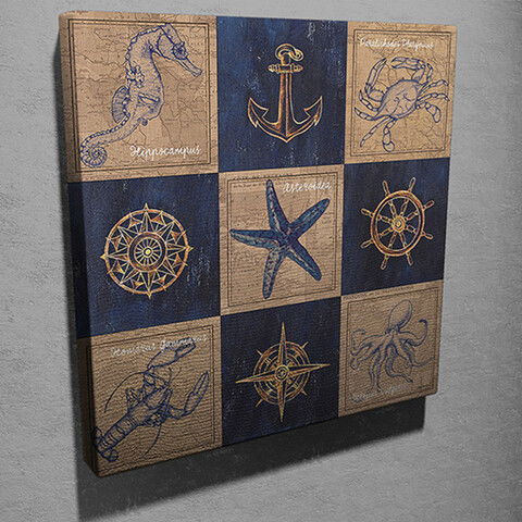 Tablou decorativ, KC117, Canvas, Dimensiune: 45 x 45 cm, Multicolor