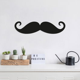 Decoratiune de perete, Mustache, Metal, Dimensiune: 59 x 14 cm, Negru