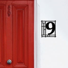 Decoratiune de perete, Number 9, Metal, Dimensiune: 28 x 1,5 x 31 cm, Negru