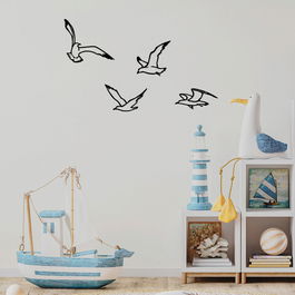 Decoratiune de perete, Birds Sorty, Metal, 19 x 1,5 x 9 cm, Negru