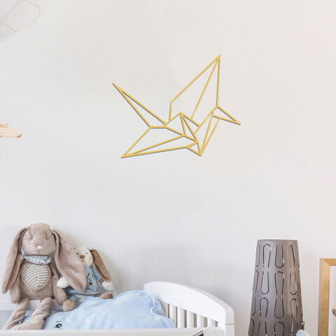 Decoratiune de perete, Origami, Metal, Dimensiune: 33 x 41 cm, Auriu