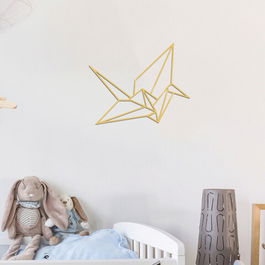 Decoratiune de perete, Origami, Metal, Dimensiune: 33 x 41 cm, Auriu