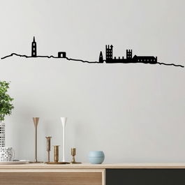 Decoratiune de perete, Montpellier Skyline, Metal, Dimensiune: 23 x 117 cm, Negru