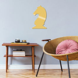 Decoratiune de perete, Horse2 Metal Decor, Metal, 30 x 50 cm, Auriu