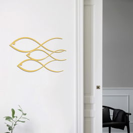 Decoratiune de perete, Fish, Metal, Dimensiune: 50 x 30 cm, Auriu