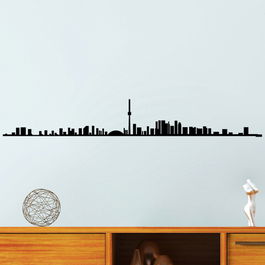 Decoratiune de perete, Toronto Skyline, Metal, Dimensiune: 120 x 17 cm, Negru