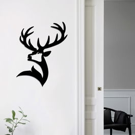 Decoratiune de perete, Dear2, Metal, Dimensiune: 38 x 53 cm, Negru