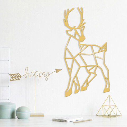 Decoratiune de perete, Gazelle Metal Decor, Metal, Dimensiune: 26 x 53 cm, Auriu
