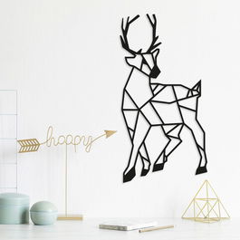 Decoratiune de perete, Gazelle, Metal, Dimensiune: 26 x 53 cm, Negru