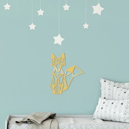 Decoratiune de perete, Fox Metal Decor, Metal, Dimensiune: 33 x 40 cm, Auriu