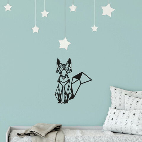 Decoratiune de perete, Fox, Metal, Dimensiune: 33 x 40 cm, Negru