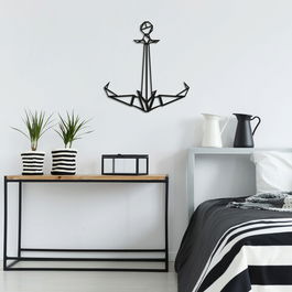 Decoratiune de perete, Anchor2, Metal, Dimensiune: 52 x 55 cm, Negru