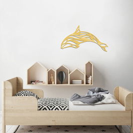 Decoratiune de perete, Dolphin, Metal, Dimensiune: 64 x 35 cm, Auriu