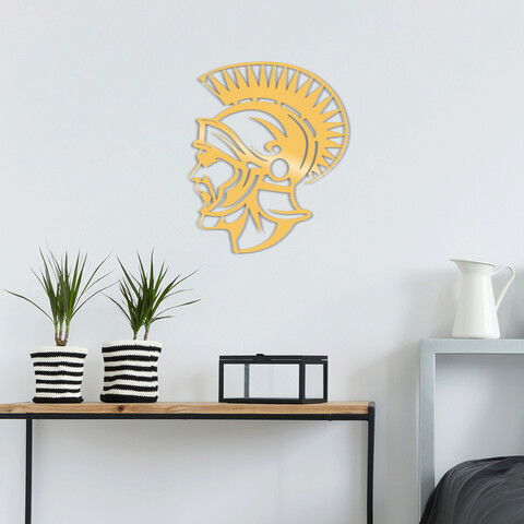 Decoratiune de perete, Spartan Metal Decor, Metal, Dimensiune: 33 x 41 cm, Auriu