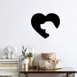 Decoratiune de perete, Dog, Metal, Dimensiune: 49 x 43 cm, Negru