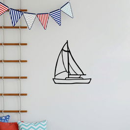 Decoratiune de perete, Sailboat, Metal, Dimensiune: 45 x 41 cm, Negru