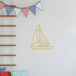 Decoratiune de perete, Sailboat, Metal, Dimensiune: 45 x 41 cm, Auriu