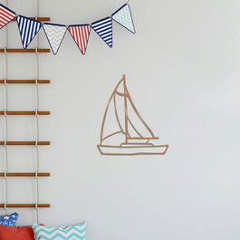 Decoratiune de perete, Sailboat, Metal, Dimensiune: 45 x 41 cm, Cupru