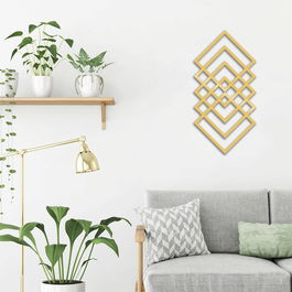 Decoratiune de perete, Geometry, Metal, 30 x 60 cm, Auriu