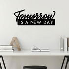 Decoratiune de perete, New Day, Metal, 70 x 26 cm, Negru