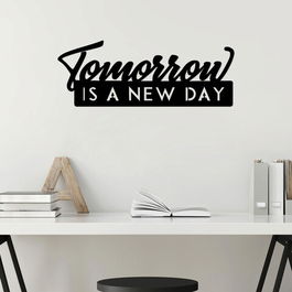 Decoratiune de perete, New Day, Metal, 70 x 26 cm, Negru