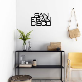 Decoratiune de perete, Sanfrancisco, Metal, Dimensiune: 50 x 31 cm, Negru