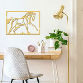 Decoratiune de perete, Horse Metal Decor, Metal, Dimensiune: 49 x 34 cm, Auriu