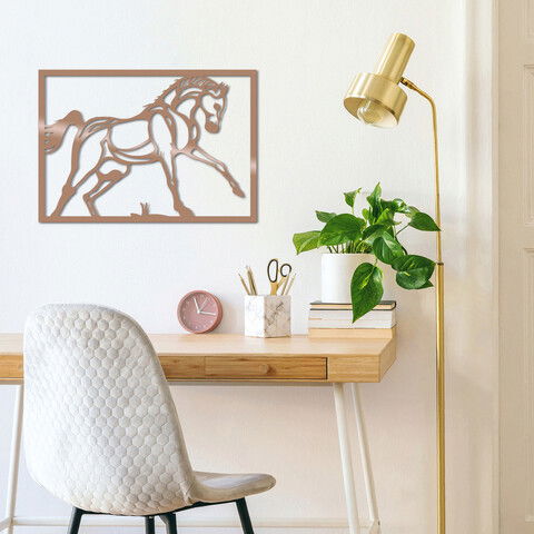 Decoratiune de perete, Horse, Metal, Dimensiune: 49 x 34 cm, Cupru