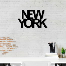 Decoratiune de perete, New York, Metal, Dimensiune: 60 x 36 cm, Negru