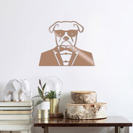 Decoratiune de perete, Bulldog, Metal, Dimensiune: 50 x 42 cm, Cupru