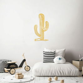 Decoratiune de perete, Cactus2, Metal, 30 x 57 cm, Auriu