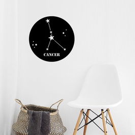 Decoratiune de perete, Cancer Horoscope, Metal, Dimensiune: 48 x 48 cm, Negru